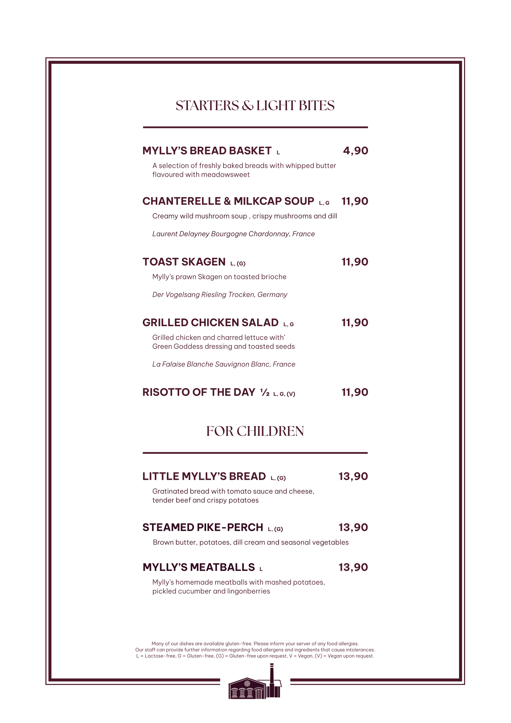 Vanha Mylly Jämsänskoski Autumn Season Menu
